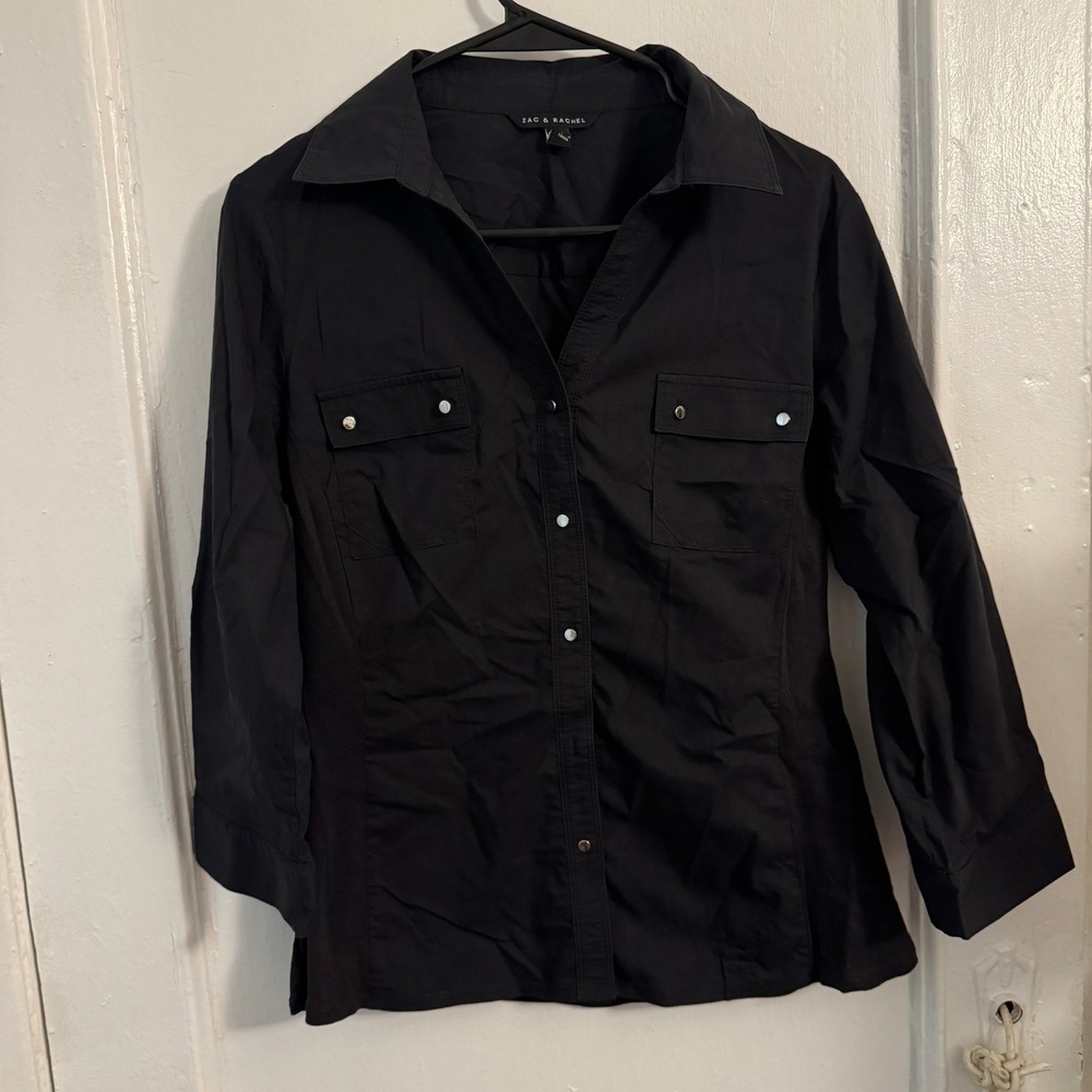 Chic Black M Shirt Cotton Elevated Basic Minimali… - image 11